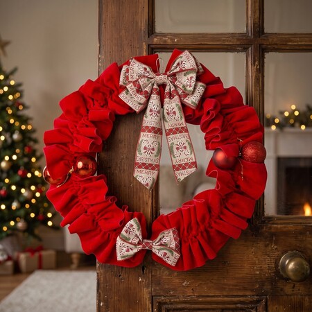 Festiva Candy cane Fascis Velveta Corona_16inch Corona (1)